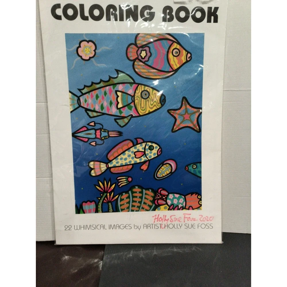 Holly Sue Foss Giant Adult Coloring Book Whimsical Fish Animals 22 Pages 11